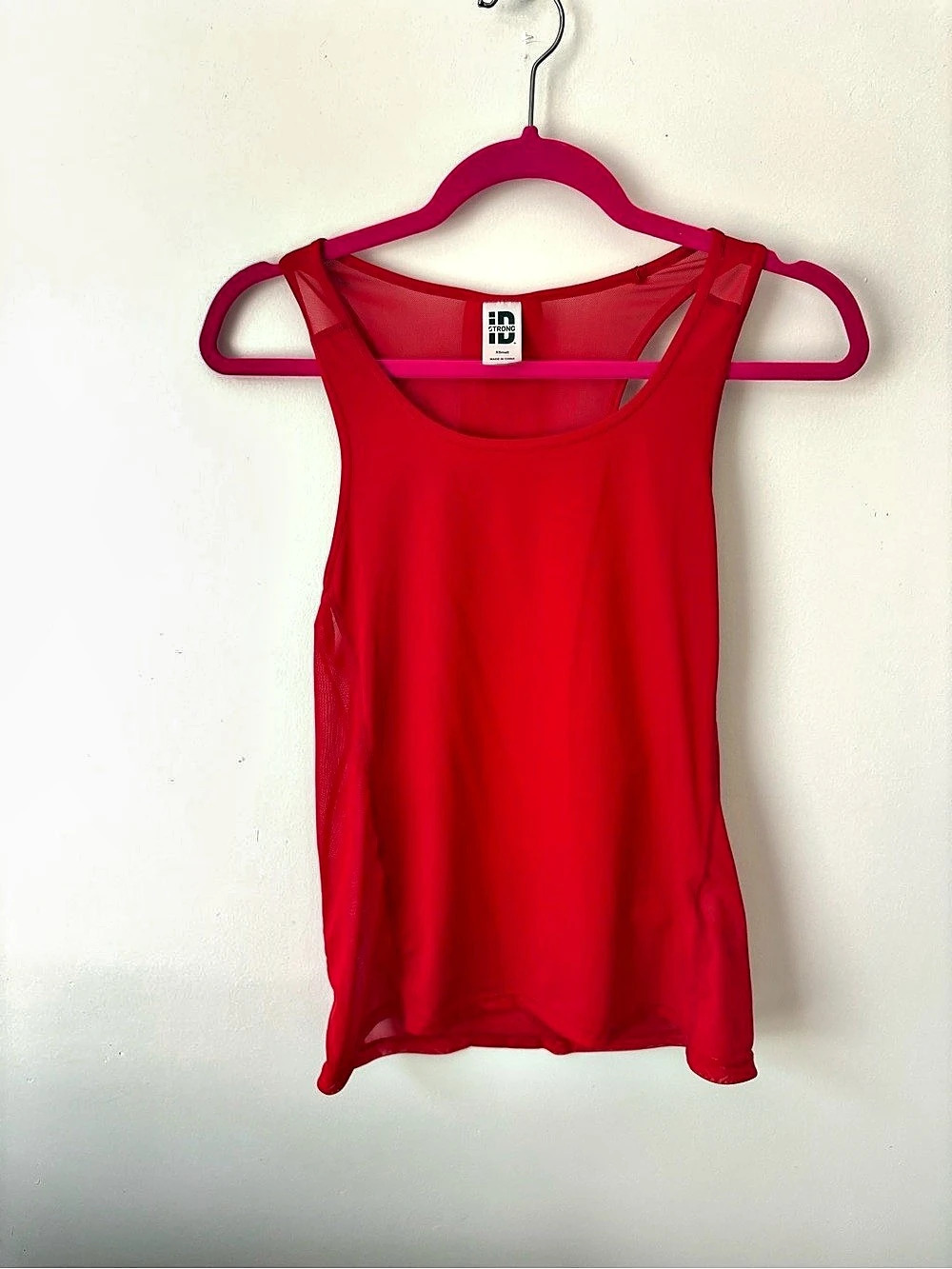 STRONG iD by Zumba Bright Red Mesh Back Racerback Workout Tank Top XS
